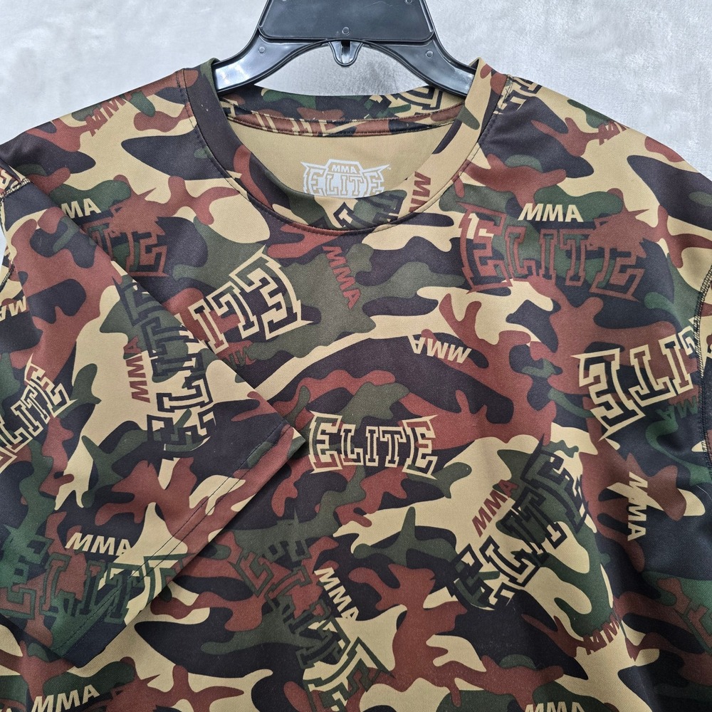 MMA Elite T-Shirt Mens L Camo All Over Print Short Sleeve Polyester Graphic Tee